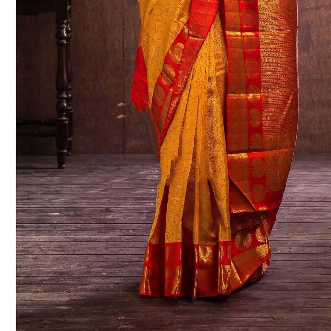 Desirable Yellow Soft Banarasi Silk Saree With Mellifluous Blouse Piece