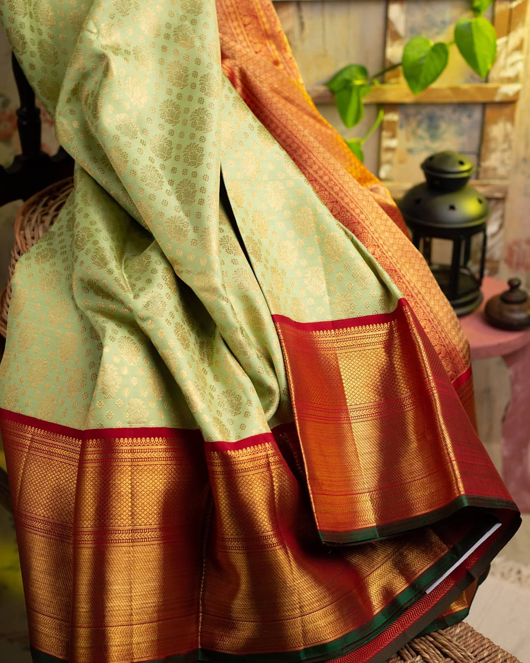 Beleaguer Pista Soft Banarasi Silk Saree With Smashing Blouse Piece