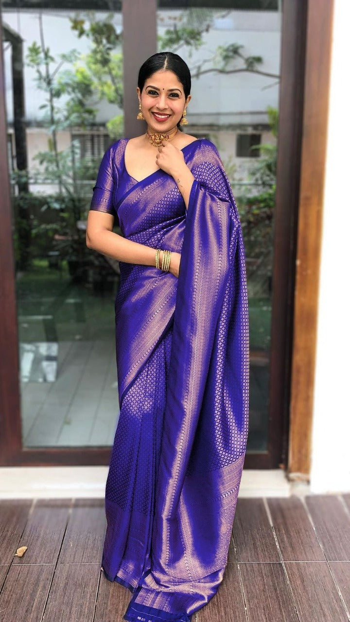 Seraglio Blue Soft Silk Saree With Surreptitious Blouse Piece