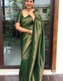 Sempiternal Green Soft Silk Saree With Sumptuous Blouse Piece