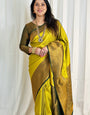 Traditional Lemon Soft Silk Saree With Angelic Blouse Piece