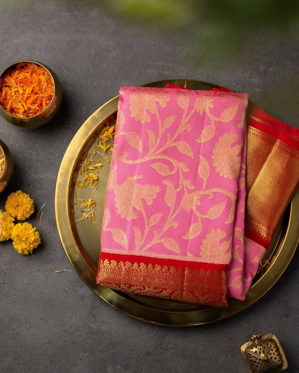 Pleasant Pink Soft Banarasi Silk Saree With Gossamer Blouse Piece