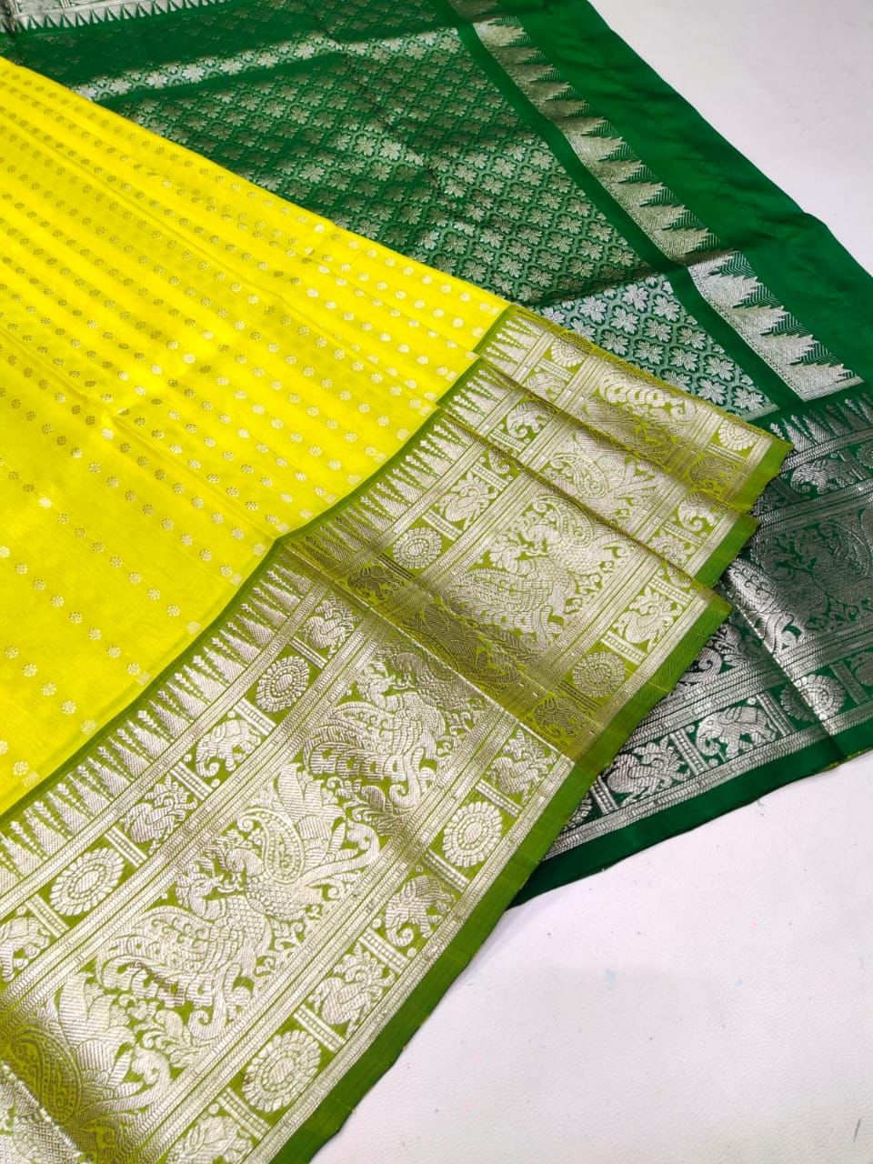 Adorable Lemon Soft Banarasi Silk Saree With Desultory Blouse Piece