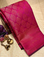 Staring Dark Pink Soft Silk Saree With Admirable Blouse Piece