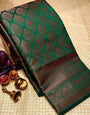 Palimpsest Green Soft Silk Saree With Propinquity Blouse Piece