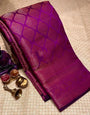 Nemesis Purple Soft Silk Saree With Petrichor Blouse Piece