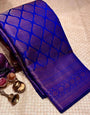 Outstanding Royal Blue Soft Silk Saree With Traditional Blouse Piece