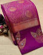 A dreamy Purple Soft Silk Saree With Adoring Blouse Piece