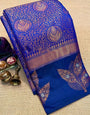 Tantalizing Royal Blue Soft Silk Saree With Desiring Blouse Piece