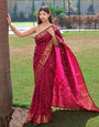 Gossamer Dark Pink Soft Banarasi Silk Saree With Supernal Blouse Piece