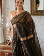 Impressive Black Cotton Silk Saree With An insanely Blouse Piece