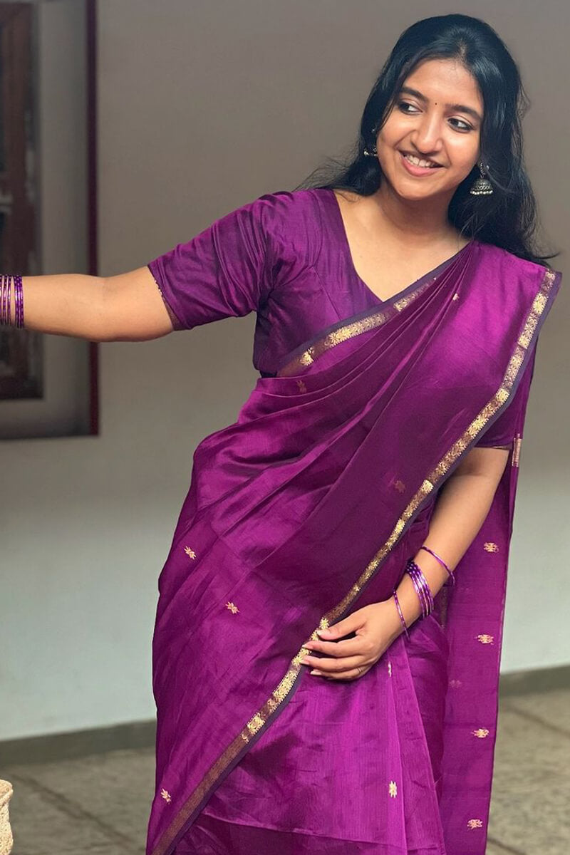 Serendipity Magenta Cotton Silk Saree With Confounding Blouse Piece