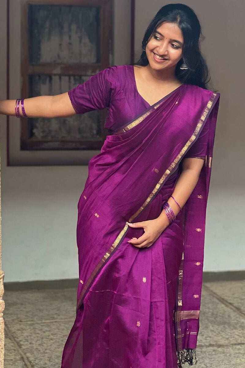 Serendipity Magenta Cotton Silk Saree With Confounding Blouse Piece