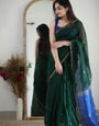 Gratifying Green Cotton Silk Saree With Invaluable Blouse Piece