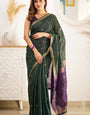 Radiant Extravagant Green Cotton Silk Saree With Effervescent Blouse Piece