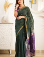 Radiant Extravagant Green Cotton Silk Saree With Effervescent Blouse Piece