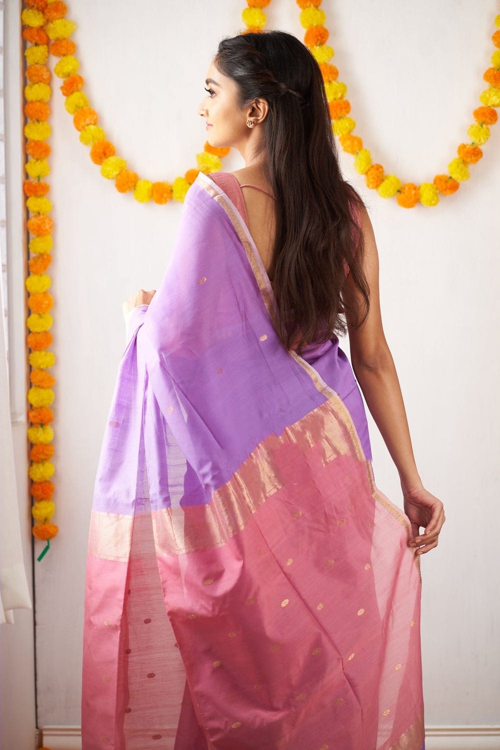 Elegant Lavendor Cotton Silk Saree With Quixotic Blouse Piece