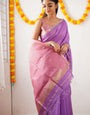 Elegant Lavendor Cotton Silk Saree With Quixotic Blouse Piece