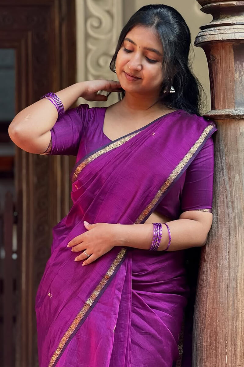 Serendipity Magenta Cotton Silk Saree With Confounding Blouse Piece