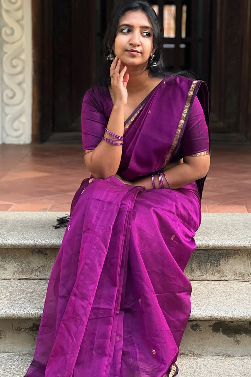 Serendipity Magenta Cotton Silk Saree With Confounding Blouse Piece