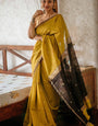 Charming Mustard Cotton Silk Saree With Glorious Blouse Piece