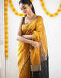 Innovative Mustard Cotton Silk Saree With Aplomb Blouse Piece