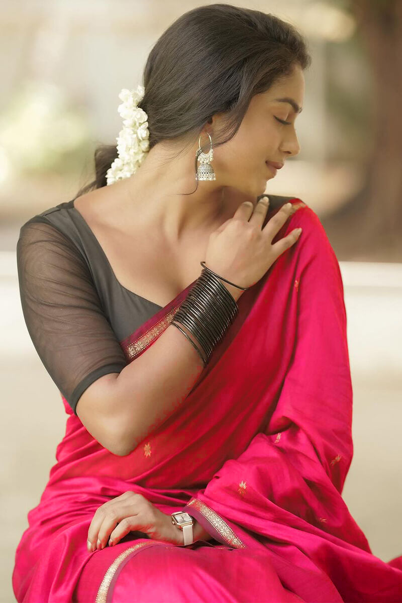 Classic Dark Pink Cotton Silk Saree With Tremendous Blouse Piece