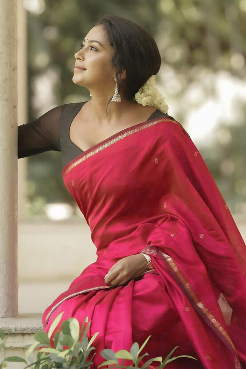 Classic Dark Pink Cotton Silk Saree With Tremendous Blouse Piece