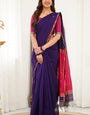 Resonant Purple Cotton Silk Saree With Tantalizing Blouse Piece