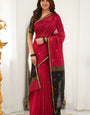 Flaunt Red Cotton Silk Saree With Ravishing Blouse Piece