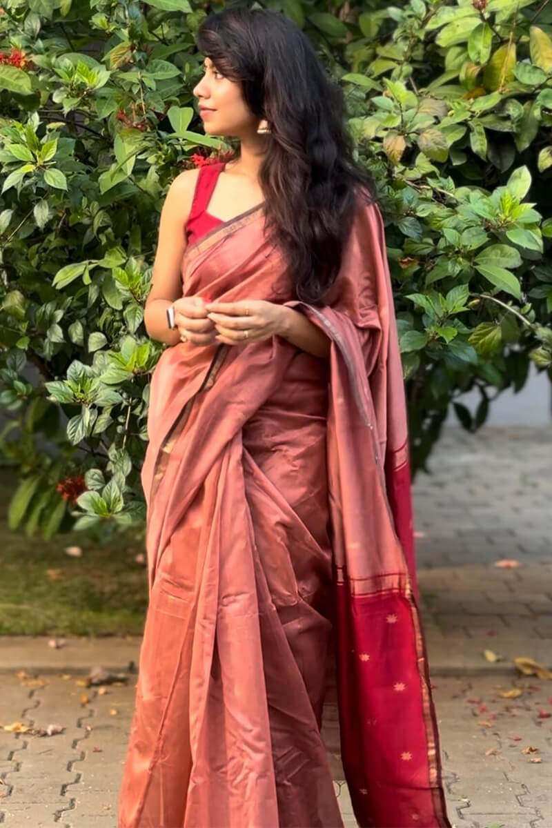 Serendipity  Pink Cotton Silk Saree With Quixotic Blouse Piece