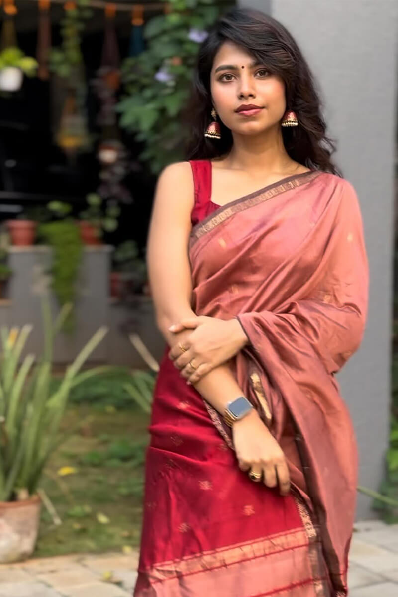 Serendipity  Pink Cotton Silk Saree With Quixotic Blouse Piece