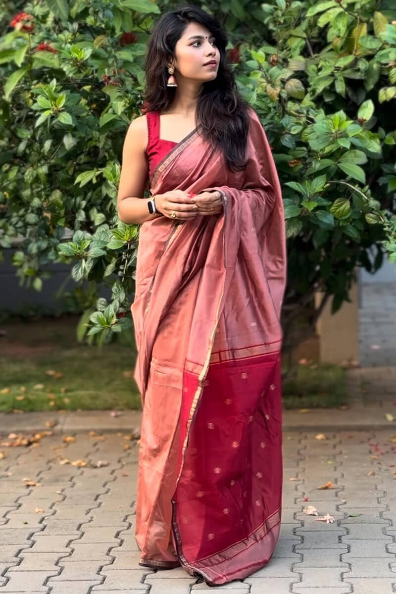 Serendipity  Pink Cotton Silk Saree With Quixotic Blouse Piece