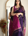 Marvellous Purple Cotton Silk Saree With Enamoring Blouse Piece