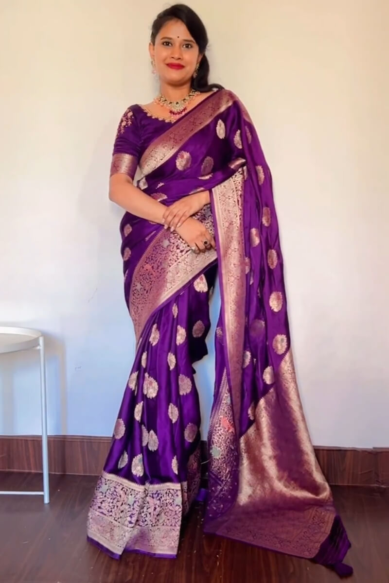 Panoply Purple Soft Silk Saree With Tempting Blouse Piece