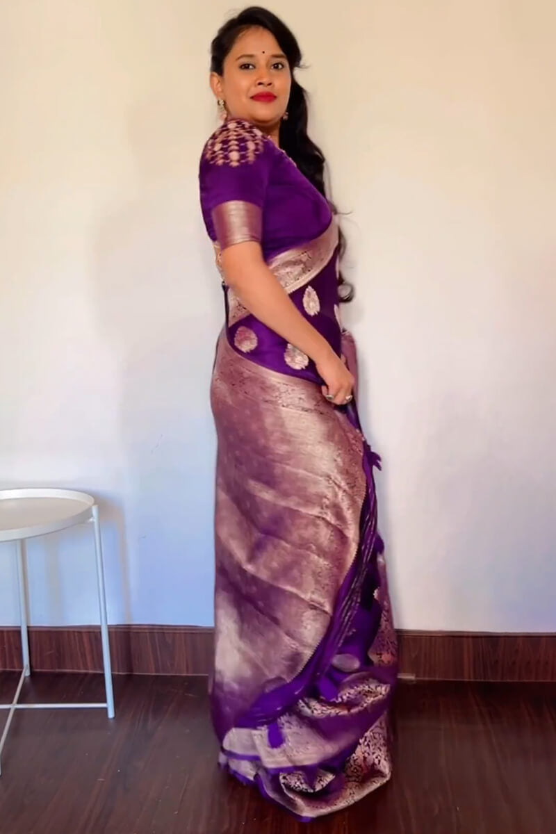 Panoply Purple Soft Silk Saree With Tempting Blouse Piece