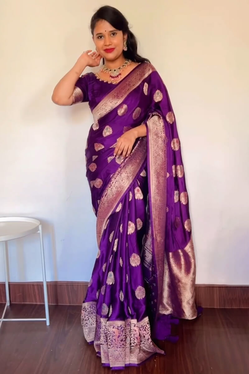 Panoply Purple Soft Silk Saree With Tempting Blouse Piece