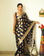 Pretty 1-Minute Ready To Wear Black Soft Silk Saree