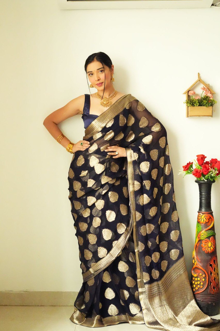 Pretty 1-Minute Ready To Wear Black Soft Silk Saree