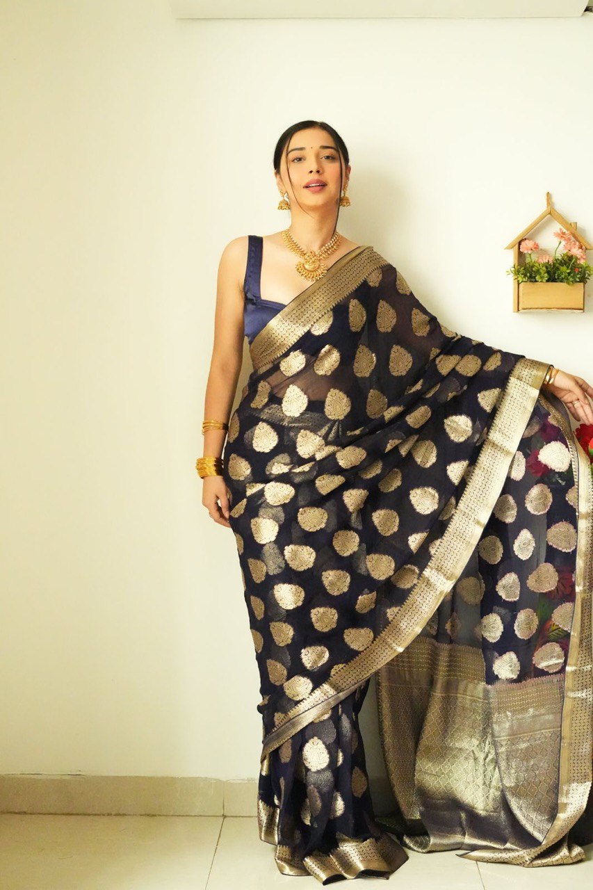 Pretty 1-Minute Ready To Wear Black Soft Silk Saree