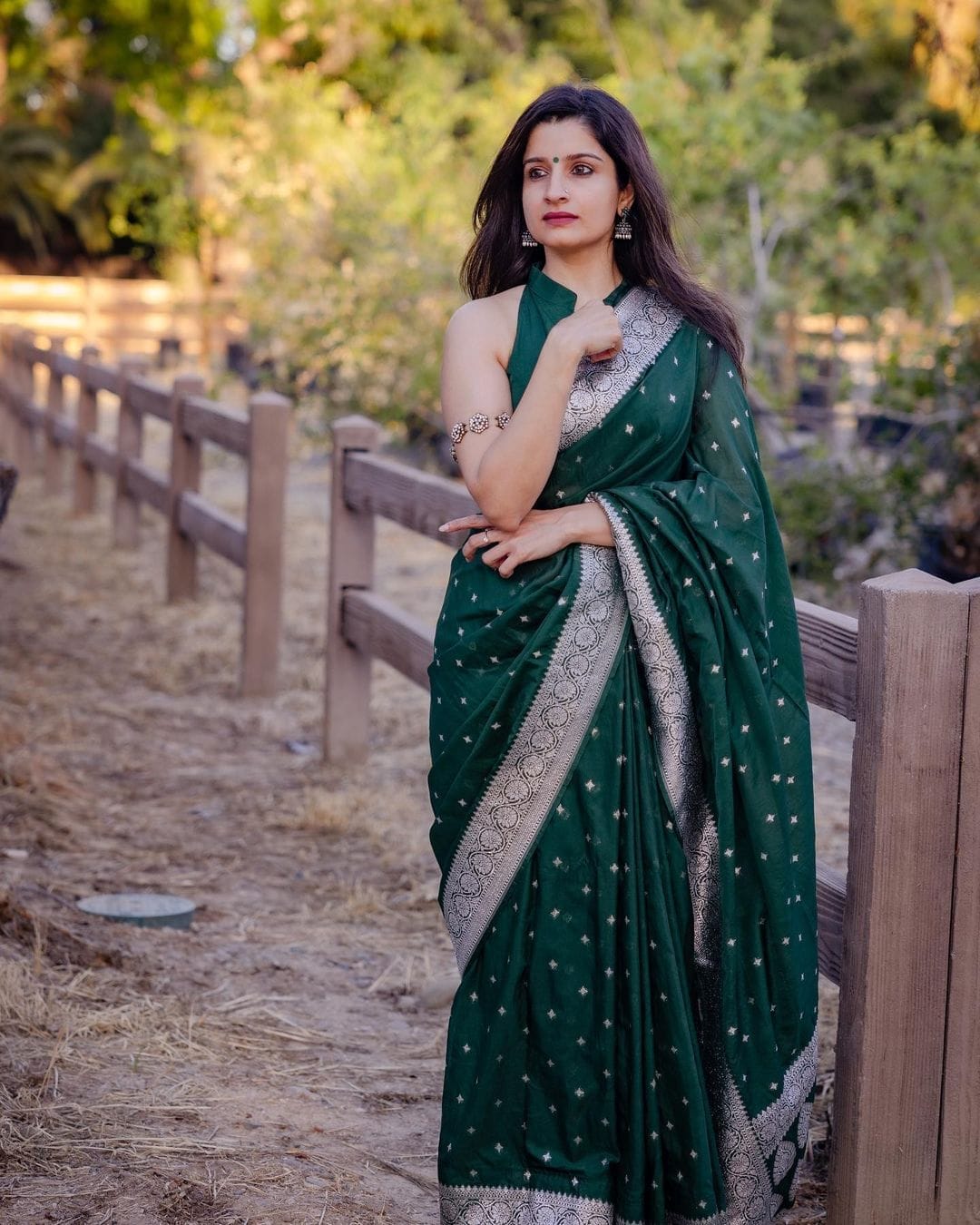 Cynosure Green Cotton Silk Saree With Rhapsodic Blouse Piece