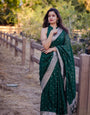 Cynosure Green Cotton Silk Saree With Rhapsodic Blouse Piece