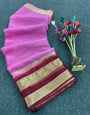 Mesmeric Dark Pink Organza Silk Saree With Evanescent Blouse Piece