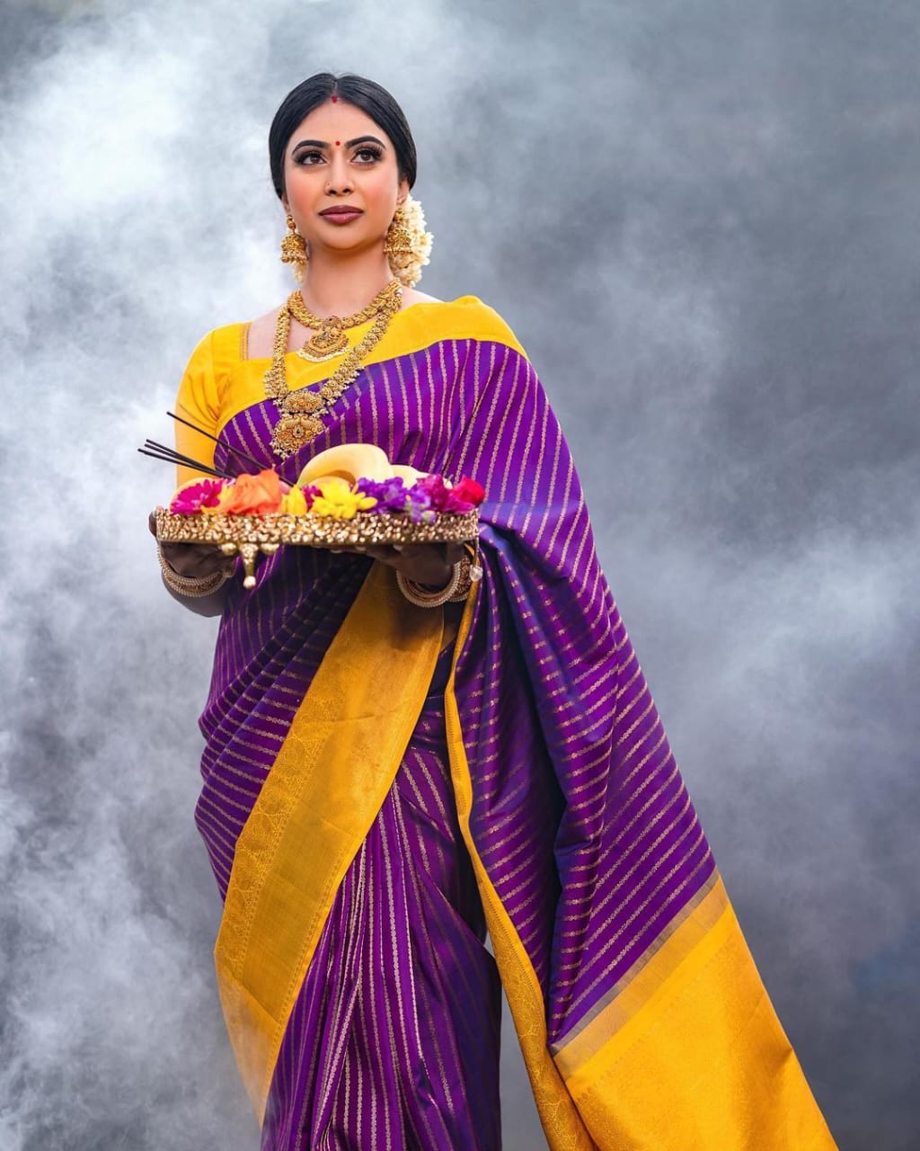 Exceptional Purple Soft Silk Saree With Blissful Blouse Piece