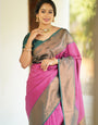 Zephyr Dark Pink Soft Silk Saree With Dazzling Blouse Piece