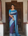 Opulent Navy Blue Soft Silk Saree With Unique Blouse Piece