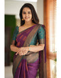 Lissome Purple Soft Silk Saree With Murmurous Blouse Piece