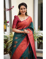 Mellifluous Rama Soft Silk Saree With Nemesis Blouse Piece