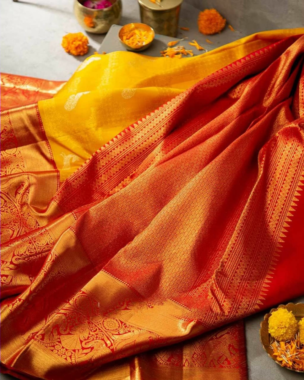 Preferable Yellow Soft Banarasi Silk Saree With Fugacious Blouse Piece