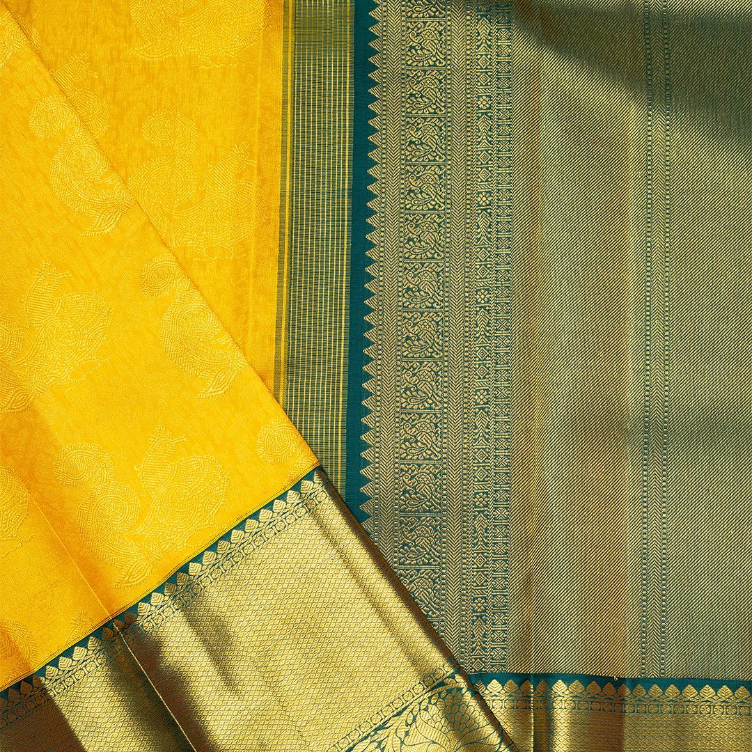 Redolent Yellow Soft Banarasi Silk Saree With Ornate Two Blouse Piece